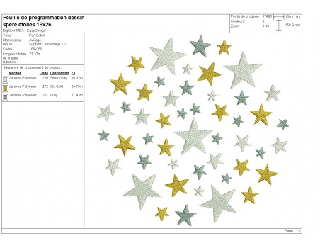 Motif de broderie machine étoiles en cercle