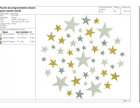 Motif de broderie machine étoiles en cercle