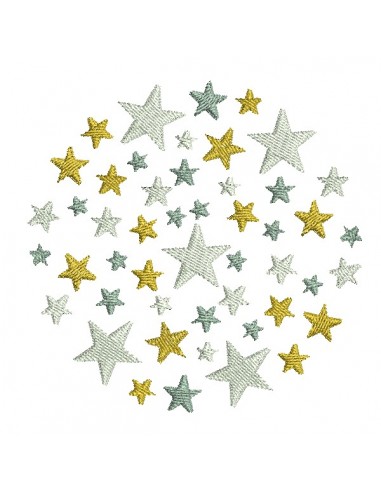 Motif de broderie machine étoiles en cercle