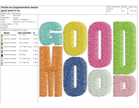 Motif de broderie machine good mood