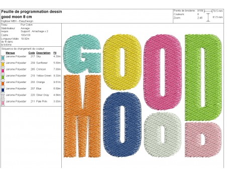 Motif de broderie machine good mood