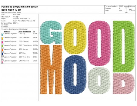 Motif de broderie machine good mood