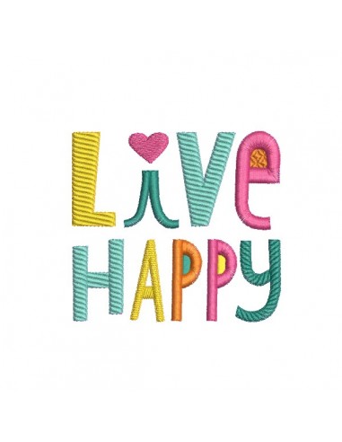 machine embroidery design  live happy