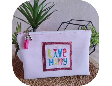 machine embroidery design  live happy