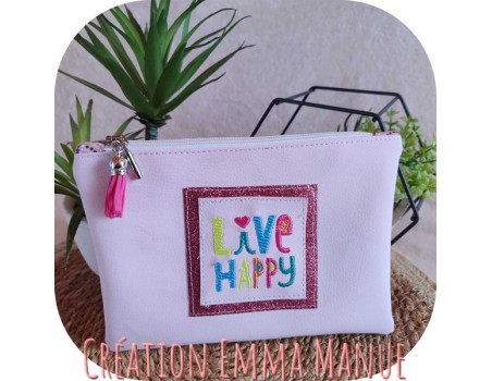 machine embroidery design  live happy