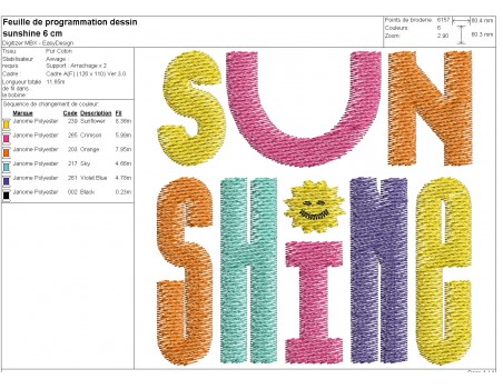 machine embroidery design sun shine