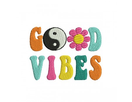 machine embroidery design  good vibes yin yang