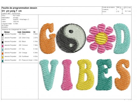 machine embroidery design  good vibes yin yang