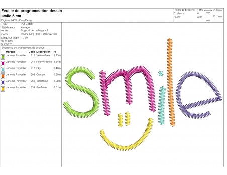 machine embroidery design smile