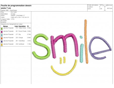 machine embroidery design smile