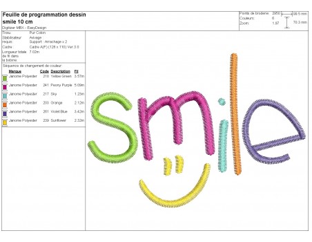 machine embroidery design smile