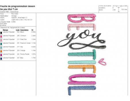 Motif de broderie machine Be you tiful