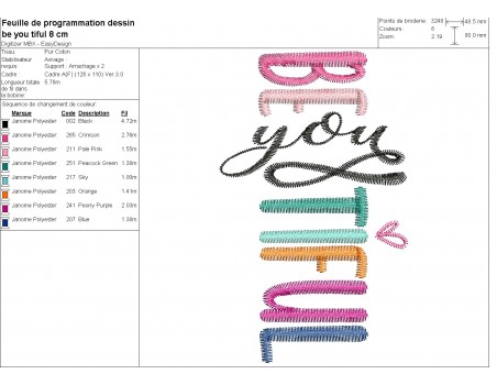 Motif de broderie machine Be you tiful