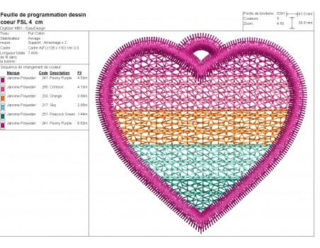 machine embroidery design multicolor heart fsl