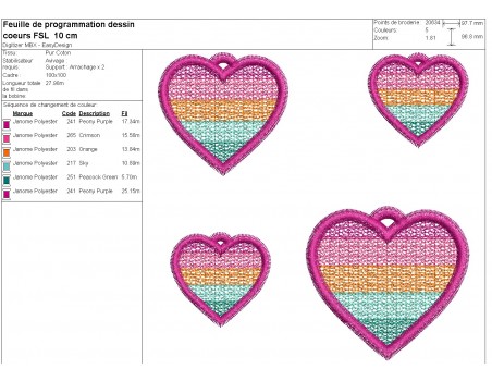 machine embroidery design multicolor heart fsl