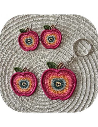 machine embroidery design multicolor apple fsl