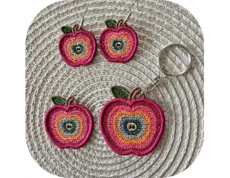 machine embroidery design multicolor apple fsl