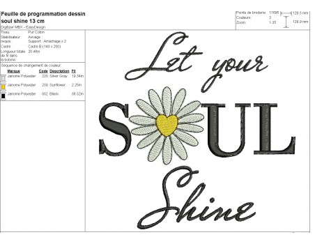 machine embroidery design  Let your soul shine