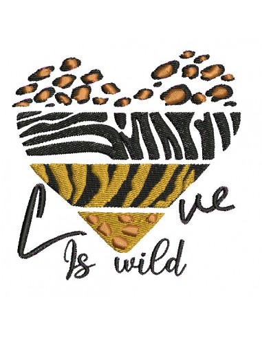 machine embroidery design  heart love is wild