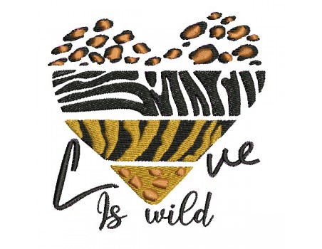 machine embroidery design  heart love is wild