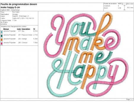 machine embroidery design You make me happy