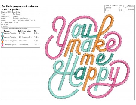 Motif de broderie machine You make me happy