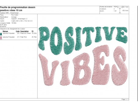 machine embroidery design  Positive Vibes