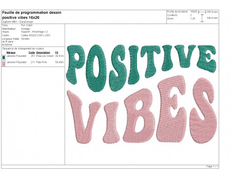 machine embroidery design  Positive Vibes