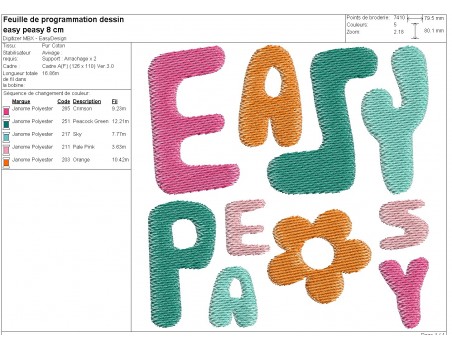 Motif de broderie machine Easy Peasy