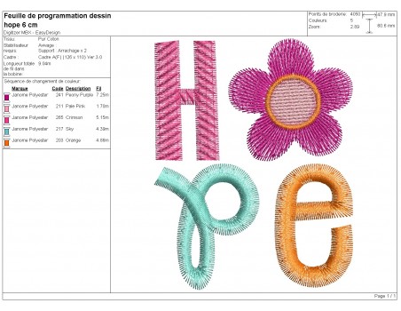 machine embroidery design Hope