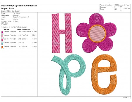 machine embroidery design Hope