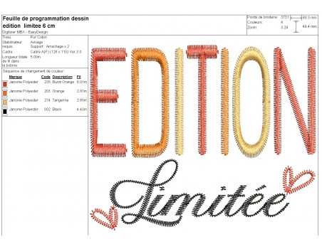 machine embroidery design  Edition limitée