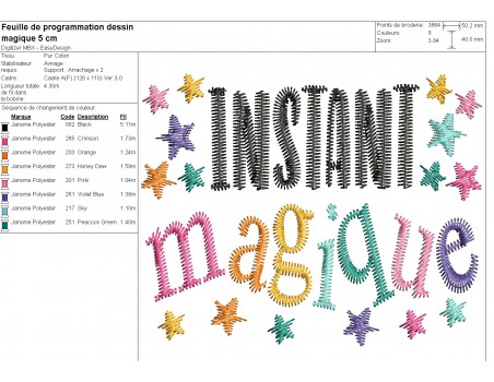 machine embroidery design  instant magique