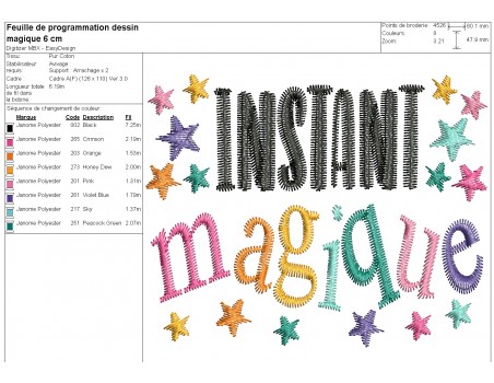 machine embroidery design  instant magique