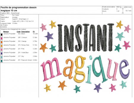 machine embroidery design  instant magique