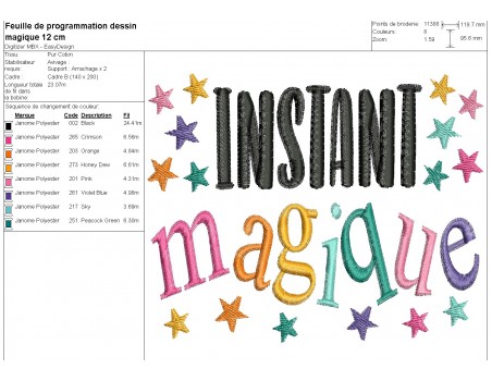 machine embroidery design  instant magique