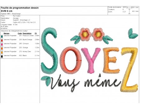 machine embroidery design soyez vous même