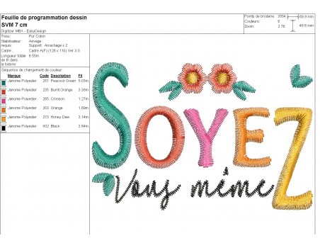 machine embroidery design soyez vous même