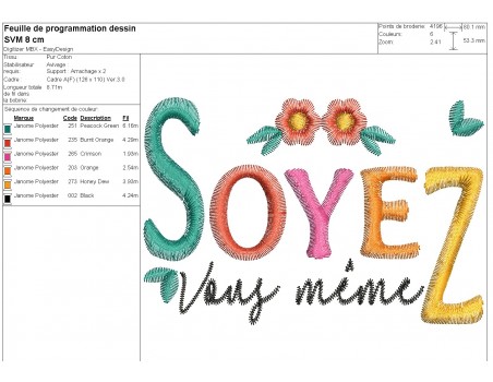 machine embroidery design soyez vous même