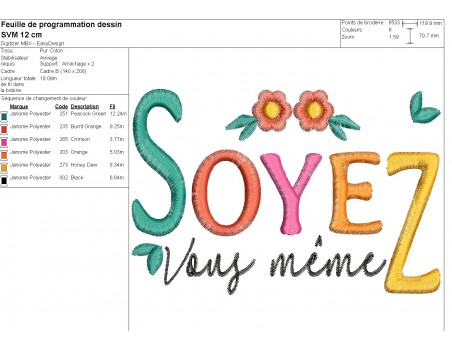 machine embroidery design soyez vous même