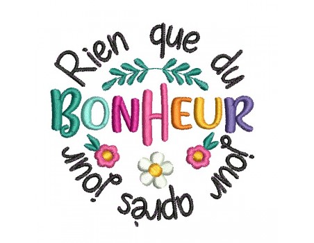 machine embroidery design rien que du bonheur