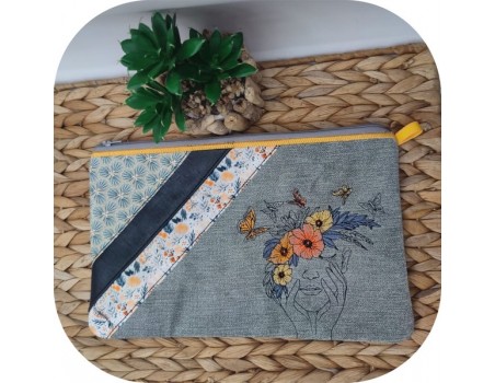 machine embroidery  design ith  pencil case