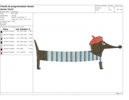 machine embroidery design marine dachshund