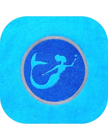 Motif de broderie machine sirène avec une étoile de mer en embossage