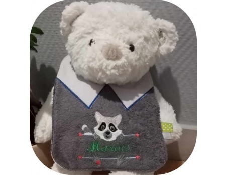 machine embroidery  design racoon to customize for boy