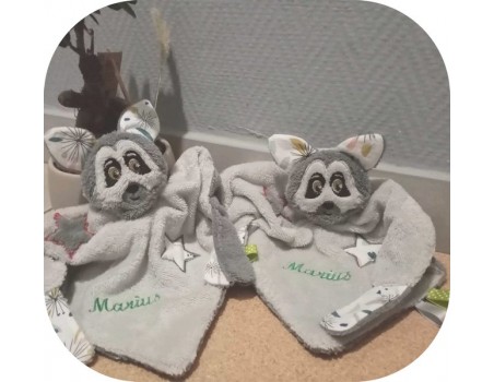 machine embroidery design racoon head  ith