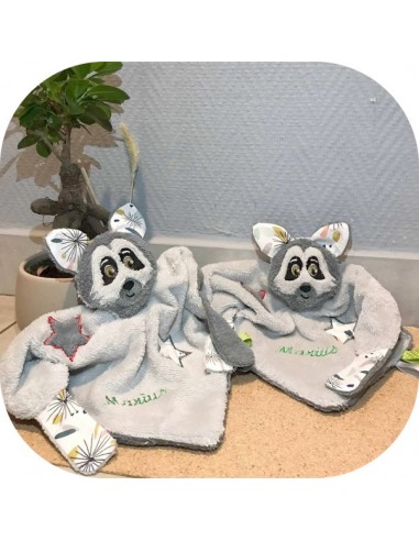 machine embroidery design racoon head  ith