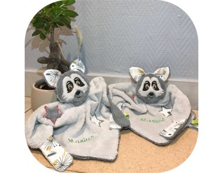 machine embroidery design racoon head  ith