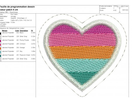 machine embroidery design patch multicolor heart