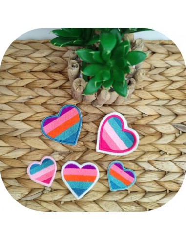 machine embroidery design patch multicolor heart